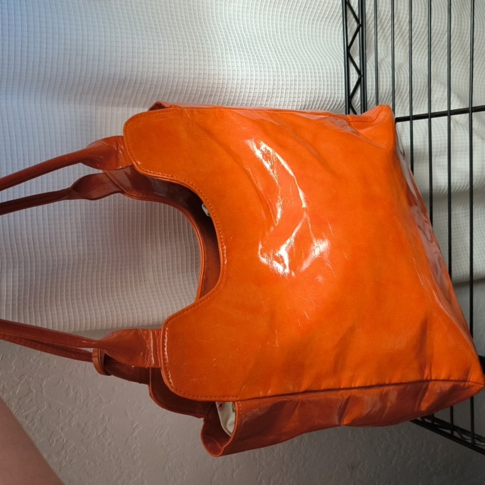 Neiman Marcus Orange Bag Vintage Vinal Tote - Picture 4 of 12